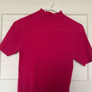 a new day Women's Short Sleeve Ribbed Top - Bright Pink